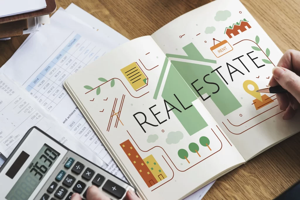 A person analyzing real estate investment options on a computer screen with charts and graphs.