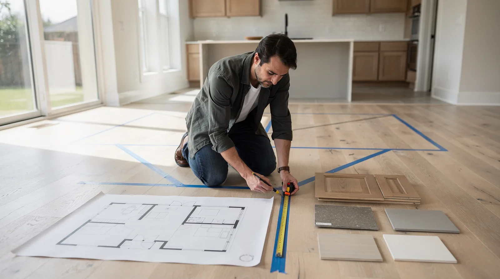 Open concept living room and kitchen layouts have become the default in custom home building