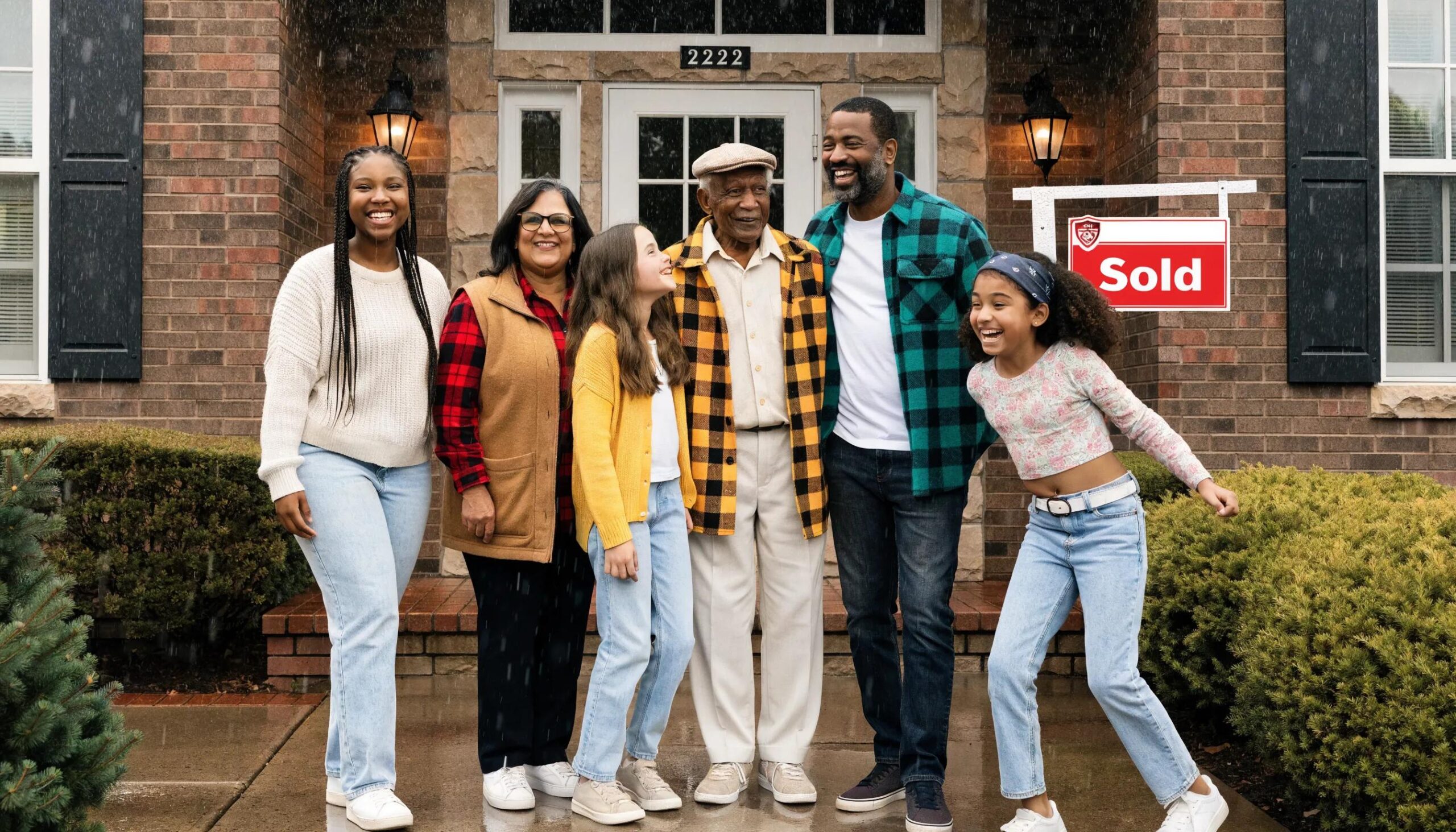Happy family celebrating homeownership thanks to VA loan benefits