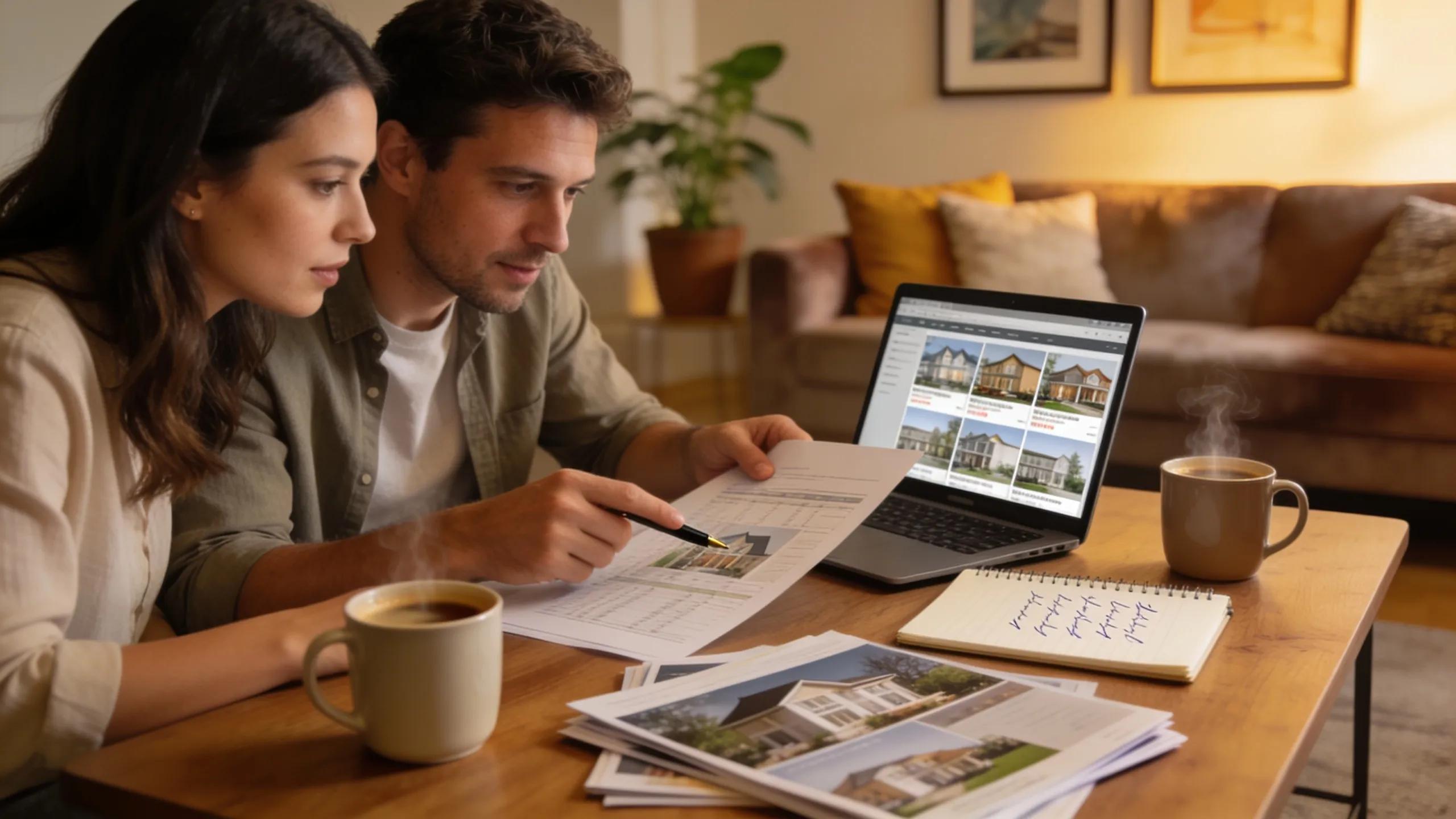 Couple discussing hard money loans over coffee in a cozy living room