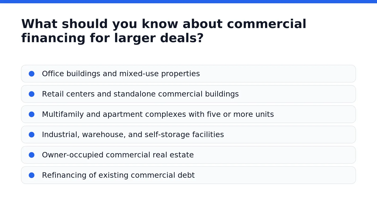 What should you know about commercial financing for larger deals