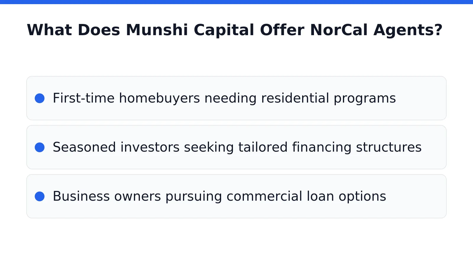 What Does Munshi Capital Offer NorCal Agents