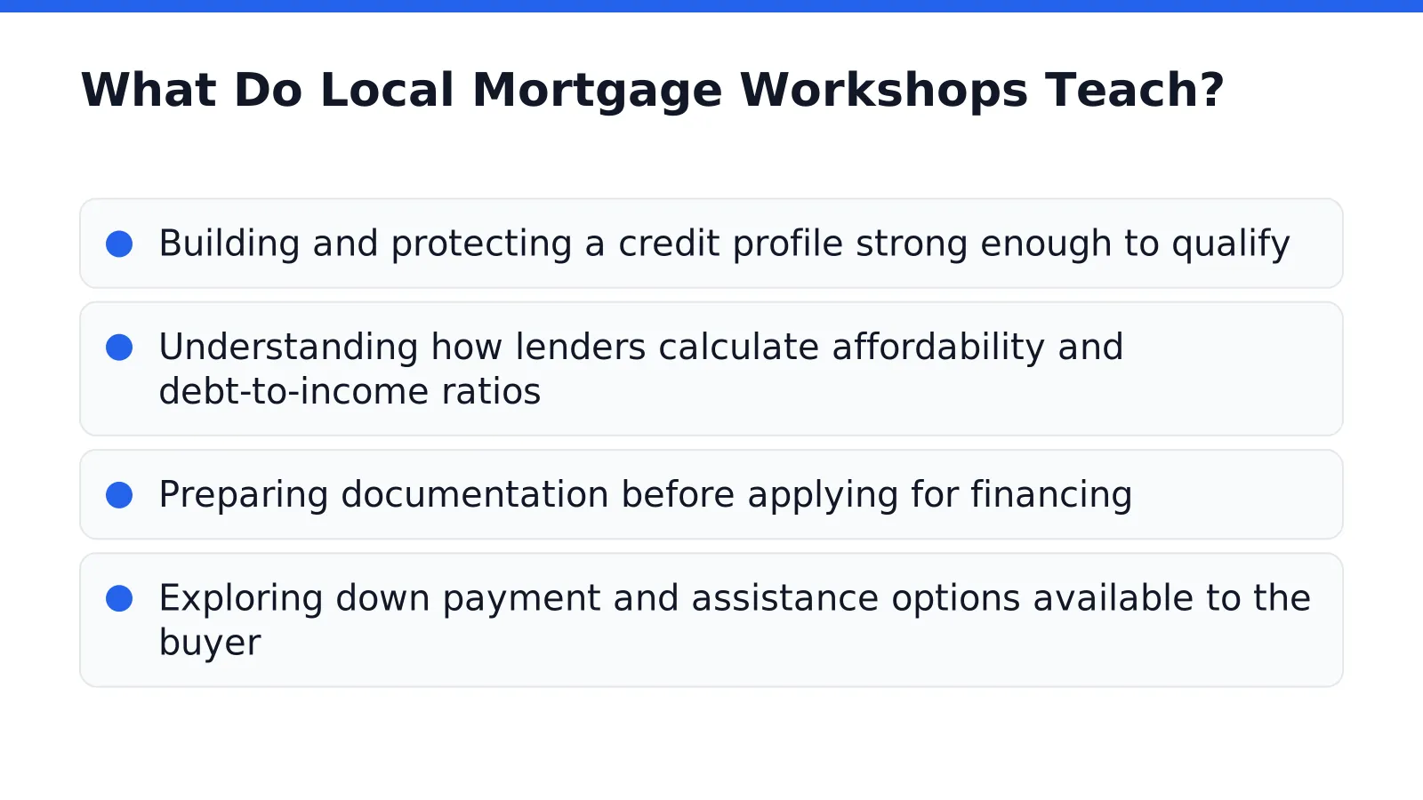 What Do Local Mortgage Workshops Teach