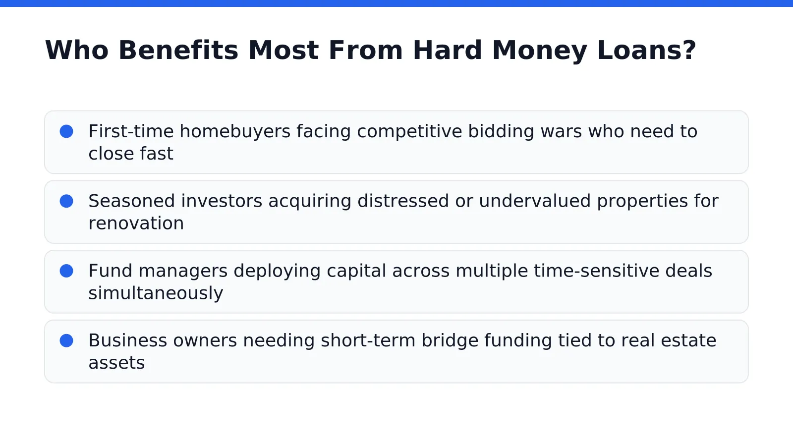 Who Benefits Most From Hard Money Loans